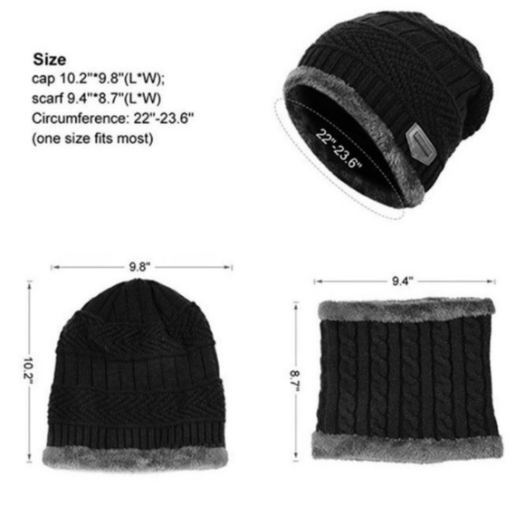 Matching Beanie & Scarf Set Burgundy Red & Blue - Picture 6 of 6